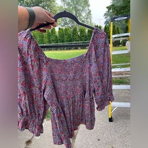 Square neck floral blouse